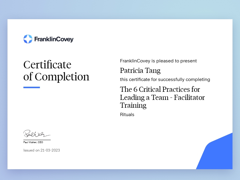 FranklinCovey Certificate of Completion